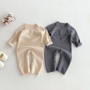 Infant autumn knit romper baby raglan sleeve casual cute cotton baby crawling clothes detail