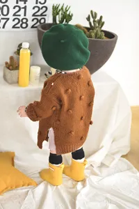 Peuter baby herfst winter gebreid vest trui handgemaakte bubbel bal bovenkleding