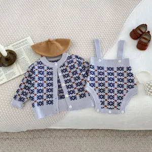 Infant baby knitwear cardigan and romper set autumn winter cute cozy children clothing outfit