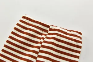Infant baby striped cotton long pants waist detail close-up comfortable casual apparel