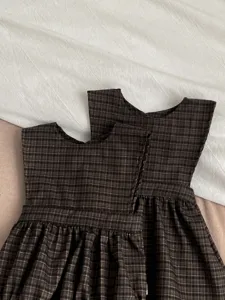Infant baby girl cute sleeveless plaid dress toddler sister matching romper outfit.