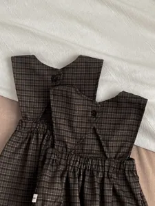 Infant baby girl plaid sleeveless romper dress sibling matching outfit cute spring wear