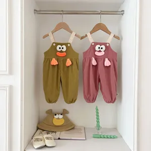 Cute baby corduroy romper featuring funny 3D cartoon face design for autumn toddler wear.