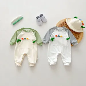Leuke schattige baby romper met lange mouwen en dinosaurus van katoen voor jongens en meisjes
