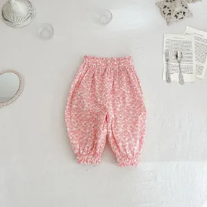 Infant baby floral anti-mosquito pants cute summer casual trousers with elastic waist.