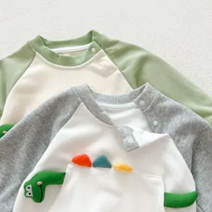 Schattige 3d dinosaurus baby rompertje lange mouw zuigeling bodysuit herfstkleding
