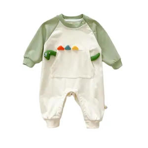Schattige baby lange mouw dinosaurussen romper, zachte katoenen kleding voor jongens en meisjes herfst.