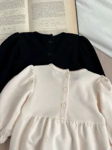 Baby girl long sleeve waffle romper newborn cute crawler infant clothes autumn toddler clothing