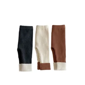 Leggings in maglia per bambina neonata inverno pantaloni spessi elastici con risvolto