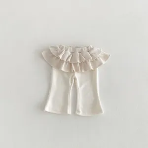 Baby girls waffle knit flare pants fake two-piece skirt pants spring casual wear