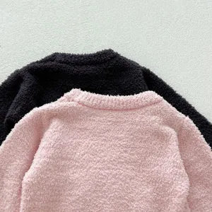Ensemble pull moelleux pour tout-petit en polaire, pull chaud doux pour bébé, vêtement confortable.