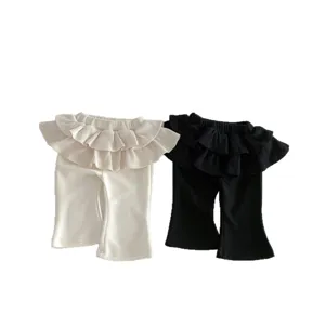 Toddler baby girls ruffle flare pants casual cute double-layered skirt trousers for daily wear