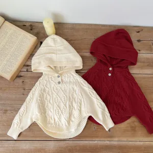 Toddler girls cute knitted hooded cape sweater baby warm autumn pullover winter clothing