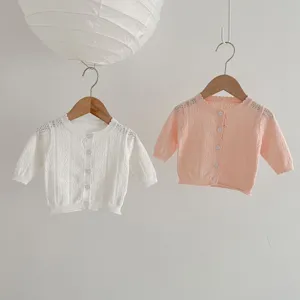Cardigan in Cotone per Bambina Estate Protezione Solare Maglia Traforata Traspirante Capispalla per Neonato