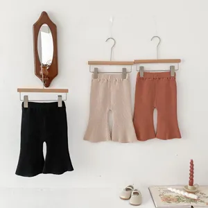 Toddler Girls Flare Pants Cotton Spring Autumn Solid Color Elastic Waist Long Pants Kids Clothes