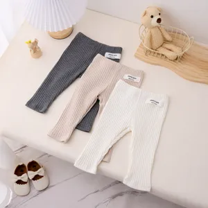 Infant Baby Solid Color Cotton Ribbed Leggings Spring Autumn Korean Style Kids Slim Fit Trousers