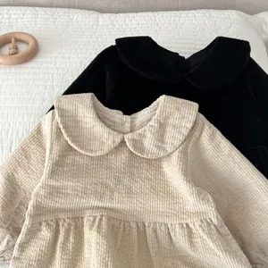 Baby Mädchen Langarm Cord Romper Kragen niedlich Strampler Detailansicht Kleidung