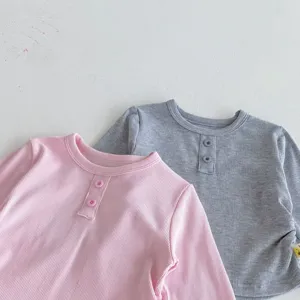 Ensemble t-shirt a manches longues cotele pour bebe, haut mignon pour le printemps et automne.