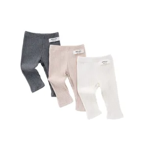 Baby ribbed leggings infant cotton tight pants cute toddler solid daily wear spring autumn 3pcs