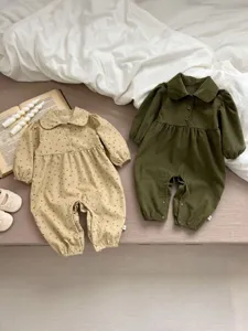 Infant baby floral romper long sleeve collared jumpsuit cute crawler baby girl clothes