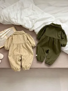 Baby long sleeve floral romper toddler spring autumn casual collar jumpsuit clothing 2pcs