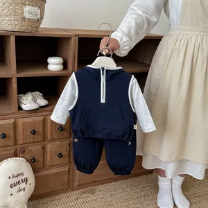 Kinder Kapuzenweste Set Kleinkind Freizeit Sport Outfit Langarm Top Hosen Mode Stil