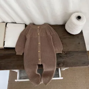 Baby knit romper long sleeve cotton knitwear infant jumpsuit cute toddler baby clothes detail