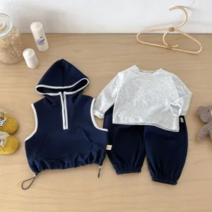 Kinder Kleinkind Kapuzenweste Top Hosen 3-Teiliges Outfit Freizeit Sportlich Set Fruehling