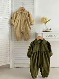 Baby long sleeve romper spring autumn cute lapel floral infant crawling clothes two colors
