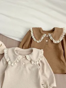 Infant baby toddler long sleeve shirt cute lace collar bubble fabric sweet daily toddler clothing