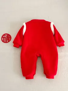 Tuta neonato rossa felpata carina inverno vestiti tradizionali capodanno cinese bambino