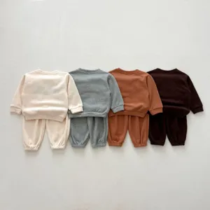 Kids long sleeve sweatshirt and trousers set, casual cotton baby clothing colors.