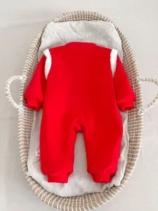 Tuta neonato velluto rosso inverno neonato pagliaccetto festivo dolce caldo manica lunga