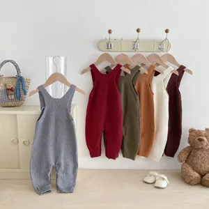 Infant knitted strap rompers baby cute casual jumpsuit toddler daily outerwear baby clothes