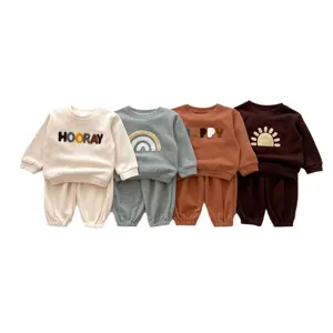 Korean style autumn children's clothing set long sleeve sweatshirt and pants for baby boys and girls