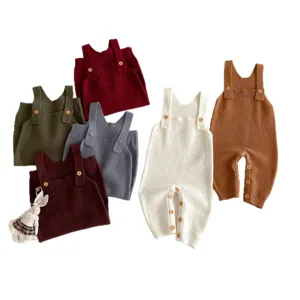 Baby knit romper set infant casual suspender pants toddler ribbed overalls cute clothing