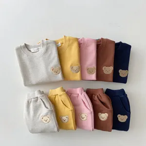 Toddler cotton sweatshirt pants set cute bear embroidery baby casual two-piece outfit