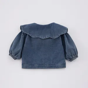 Veste en jean pour fille printemps nouveaux enfants élégant haut bébé fille manches bouffantes