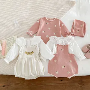 Set tutina e maglione in maglia per neonata bambina primavera manica lunga floreale