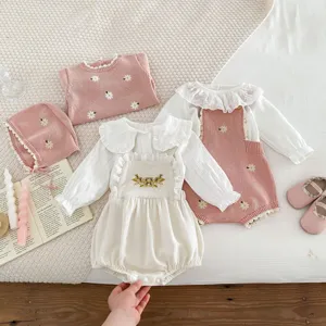 Set tutina neonata in maglia primavera ricamo floreale vestiti adorabili bambini