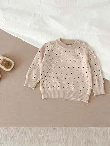 Gebreide baby-trui met schattige stippen, zachte baby-top voor dagelijks gebruik comfortabel.