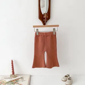 Baby girls knit flare pants autumn toddler cotton trousers children casual bottoming pants