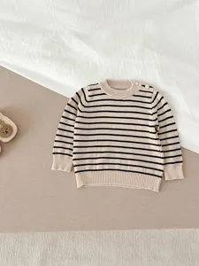 Gebreide trui voor baby's, schattige comfortabele katoenen top met strepen voor peuters.
