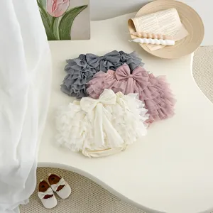 Baby Girls Summer Tutu Shorts Cotton Blend Mesh Tiered Cake Pants Cute Infant Toddler Casual Bow Shorts