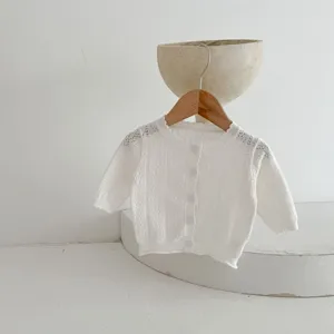 Cardigan in maglia bianca per neonato e bambino cotone leggero traspirante estivo