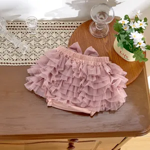 Summer baby toddler girls cute fluffy tutu shorts multi layer mesh cake bloomer infant clothing