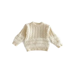 Infant cable knit sweater winter baby warm pullover cute fuzzy spliced toddler top clothing