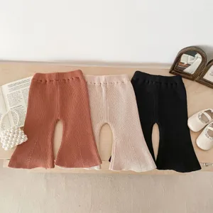 Baby girls knitted flare pants toddler autumn cotton ribbed trousers infant casual bottoms