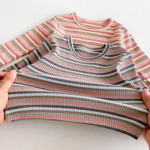 Infant baby striped long sleeve t-shirt toddler casual knit top soft pullover set