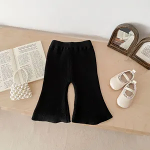 Baby knitted bell bottom pants infant toddler black trousers spring autumn casual style